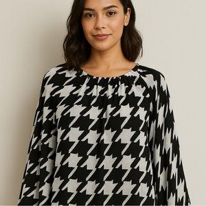 Vince Camuto Houndstooth Blouse Size S.